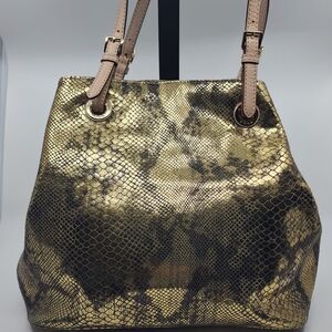 Michael Kors Gold Snakeskin Handbag, EUC, pre- owned.